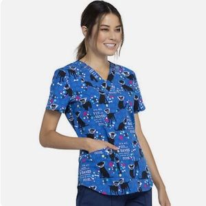 All Fun And Games Cherokee Scrubs Dog Is Good V Neck Top